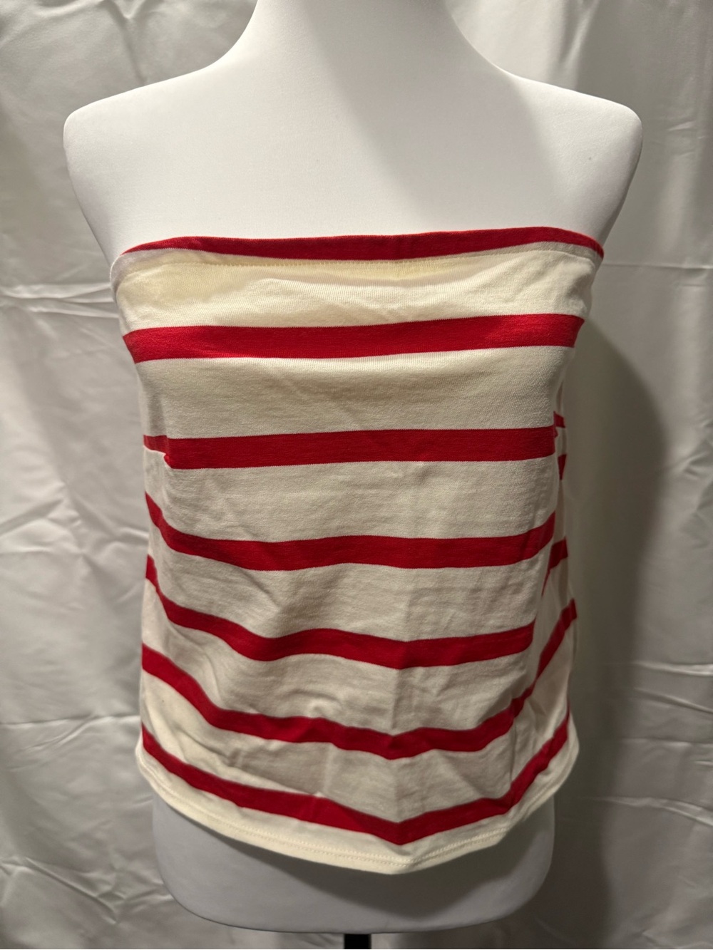 J. Crew Red and Cream Striped Strapless Tube Top